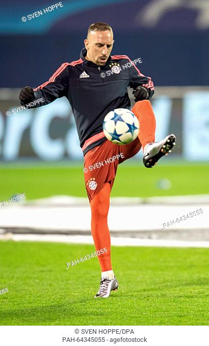 Munich's Franck Ribery is seen before the UEFA Champions League Group F soccer match between Dinamo Zagreb and FC Bayern Munich at Maksimir stadium in Zagreb