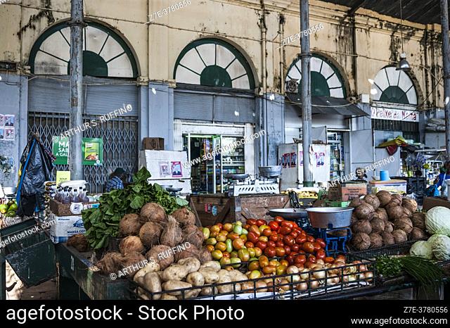 Produce stands in the Central Market. Maputo, Mozambique, Africa
