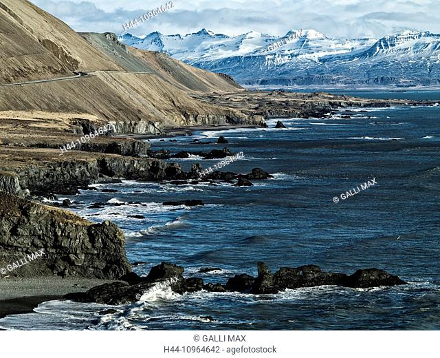 Alftafjördur, Djupavogshreppur, Hamarsfjördur, island, Iceland, Europe, coast, coastal scenery, landscape, scenery, landscape, sea, Northern Europe, Ostisland