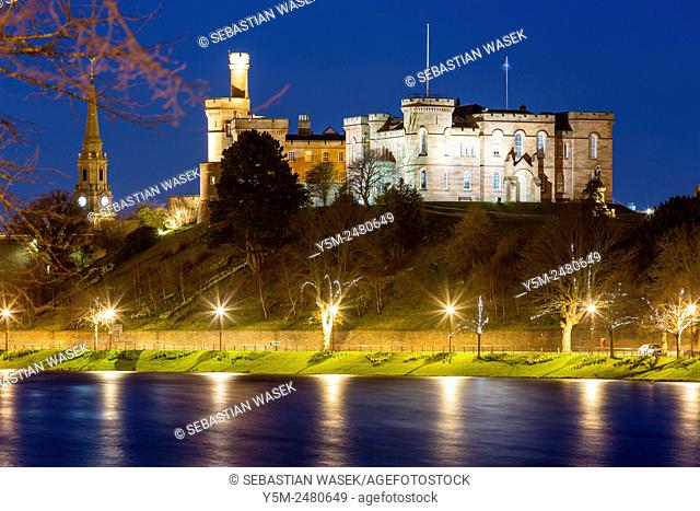 Inverness Castle looking over the River Ness, Highland, Scotland, United Kingdom, Europe