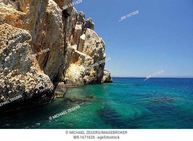 Rocky coast in the Kekova Bay, Lycian coast, Antalya Province, Mediterranean, Turkey, Eurasia