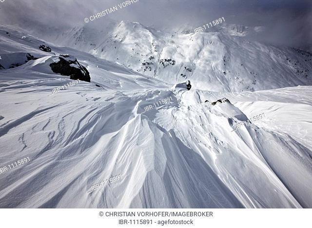 Mountains covered with deep snow, Tux Alps, North Tyrol, Austria, Europe