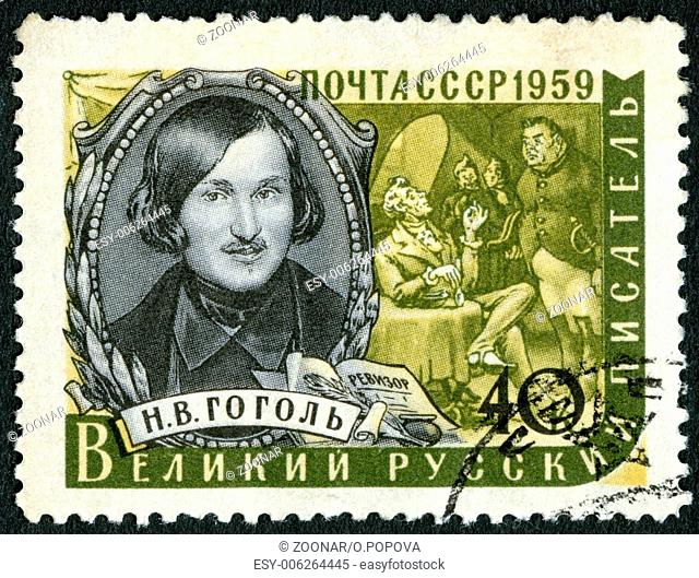 USSR - 1959: shows the 150th anniversary of birth of Nikolai Vasilievich Gogol (1809-1852), writer
