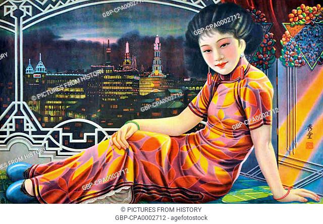 China: 'Shanghai, a Prosperous City that Never Sleeps', by Yuan Xiutang; Chromolithograph on paper (1930s)