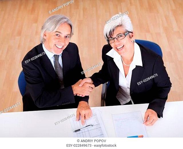 Overhead view of business handshake