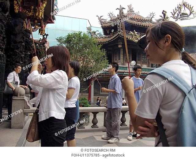 temple, people, lungshan, taiwan, person, love