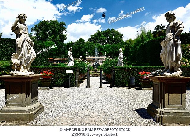 Palazzo Pfanner, garden view. Lucca, Province of Lucca, Tuscany, Italy, Europe