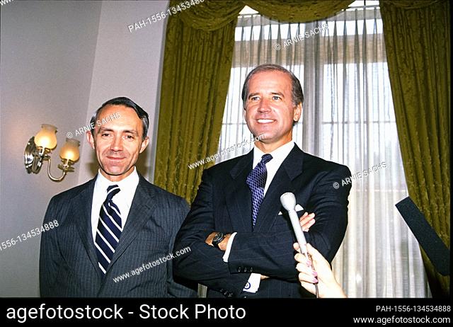United States Senator Joseph Biden (Democrat of Delaware) meets Judge David Hackett Souter, US President George H.W. Bush’s nominee to be Associate Justice of...