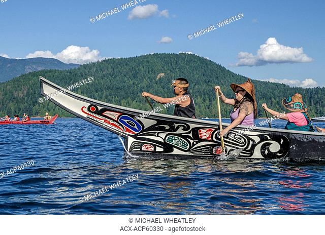 Many People, One Canoe. Salish First Nations, Gathering of Canoes to Protect the Salish Sea