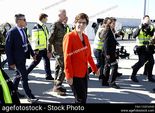 Defense Minister Annegret Kramp-Karrenbauer on arrival of an Antonov 225 with a supply of protective material from China at Leipzig / Halle Airport