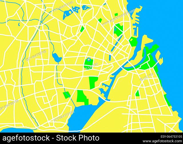 Layered vector illustration map of Copenhagen