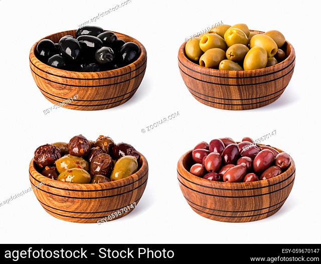 Olives on a white background