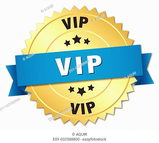 vip 3d gold badge with blue ribbon