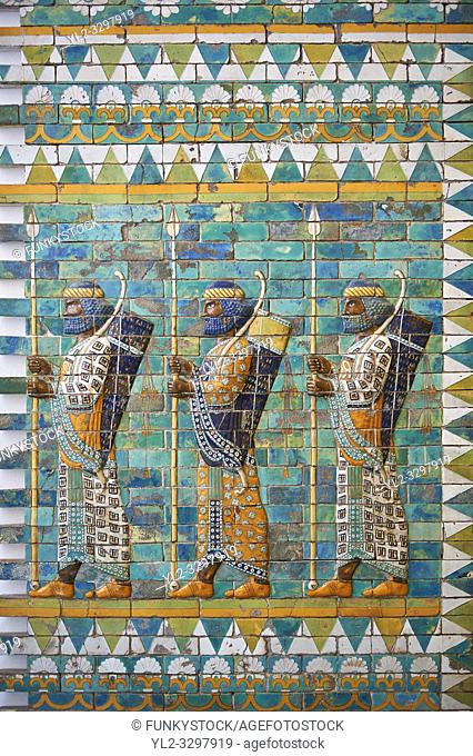 Coloured glazed terracotta brick panels depicting Achaemenid Persian royal bodyguards or archers. From the reign of Darius 1st and the First Persian or...
