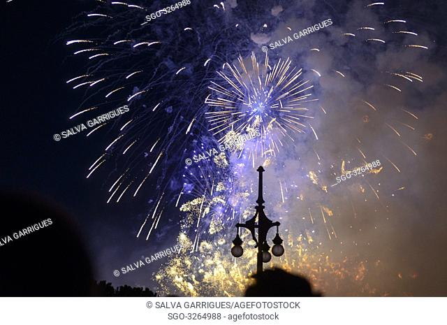 19 march 2019, Thousands of people attend the traditional wing of the Nit del Foc, a firework display that goes off on the night of March 18-19 in Valencia