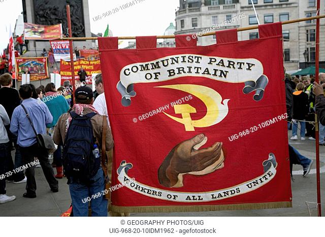 May Day march and rally at Trafalgar Square, May 1st, 2010 Communist Party of Great Britain banner