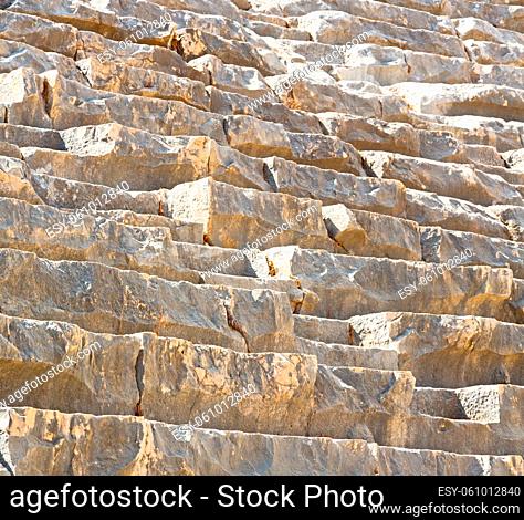 in  turkey  europe  aspendos the old theatre abstract texture  of step and gray