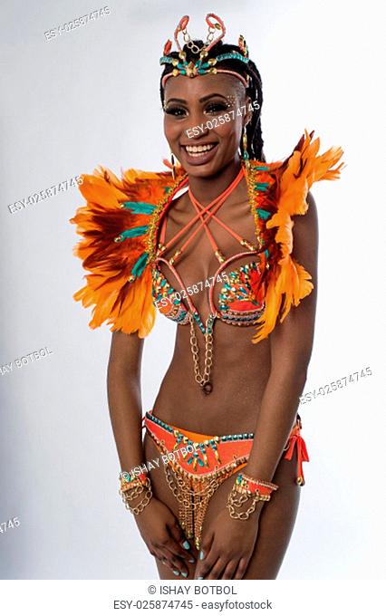 Female samba dancer in carnival attire