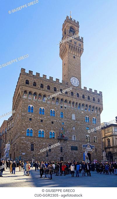Palazzo Vecchio palace and Piazza della Signoria square, Florence, Tuscany, Italy