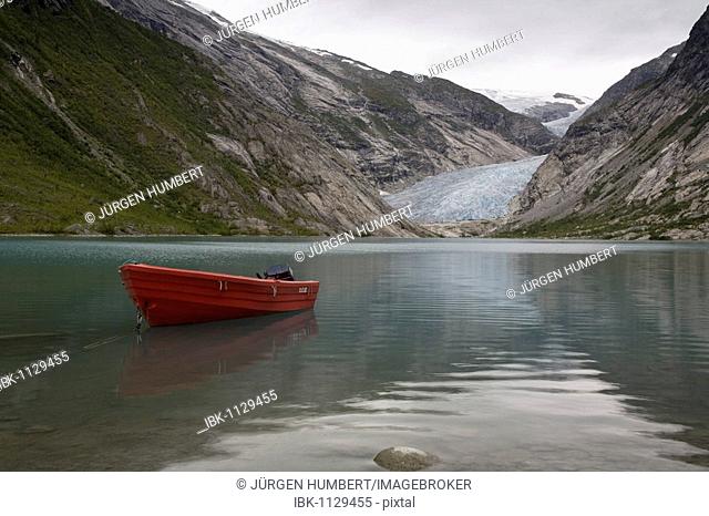 The Glacier tongue Nigardsbreen with Lake Nigardsbreenvatnet, Jostedalsbreen, Sogn og Fjordane, Norway