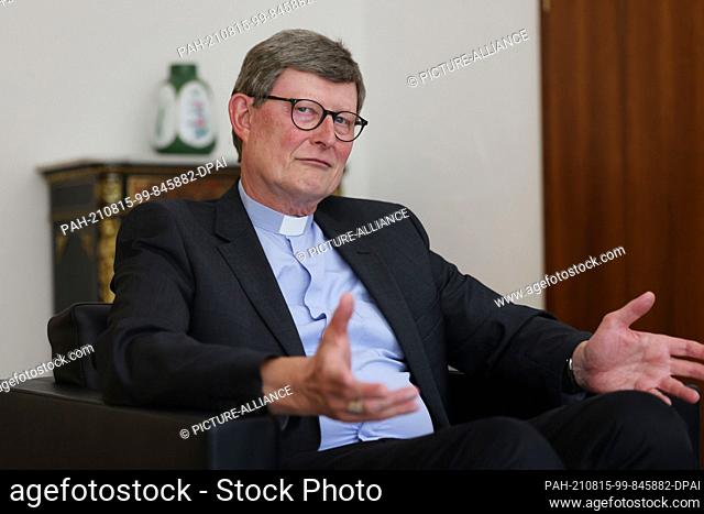 12 August 2021, North Rhine-Westphalia, Cologne: Cardinal Rainer Maria Woelki, Archbishop of Cologne, speaks during an interview at the Archbishop's House