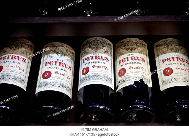 Chateau Petrus fine wine vintage 1973, 1974, 1976, 1979, 1982 on sale in St Emilion, Bordeaux, France