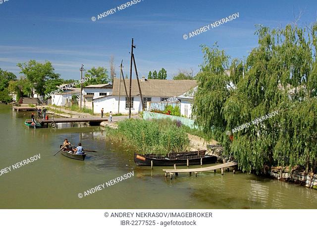 Canal in Vilkovo or Vylkove, also known as Ukrainian Venice, Ukraine, Eastern Europe