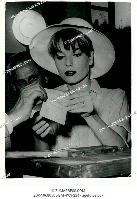 May 05, 1968 - Italy Goes To The Poll. Elsa Martinelli Casts Her Vote. Photo shows Popular Italian screen star Elsa Martinelli casts her vote - during the...