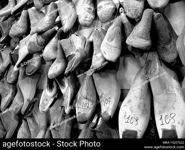 Shoe lasts, Italy, cobbler, wood, shoemaking