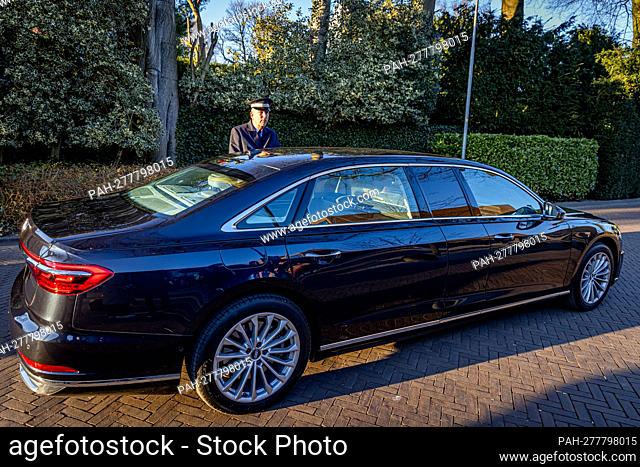 Princess Beatrix of The Netherlands arrives with her new Royal car at the opening of the new museum wing of Singer Laren on March 8, 2022 in Laren, Netherlands