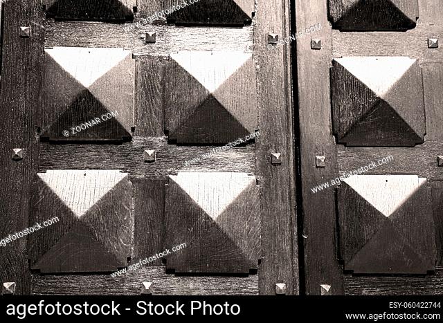 door in italy old ancian wood and traditional      texture nail