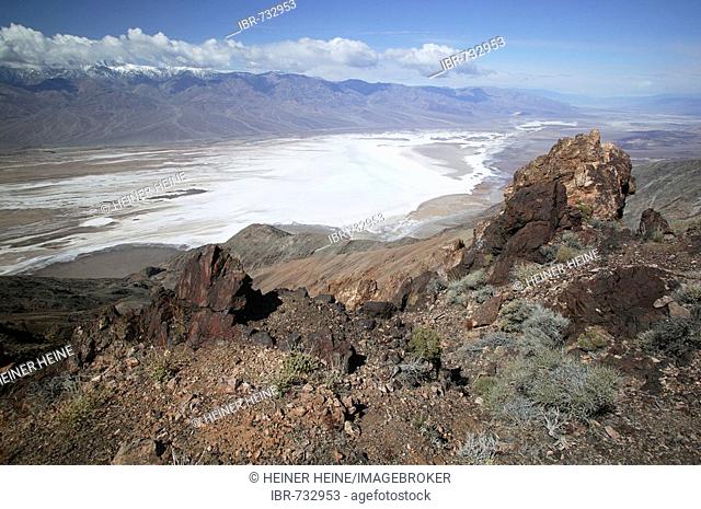 Borax lakes seen from Dante's View, Death Valley National Park, California, USA, North America
