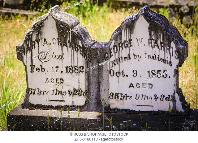 Tombstones in the Jacksonville Cemetery, Jacksonville, Oregon USA