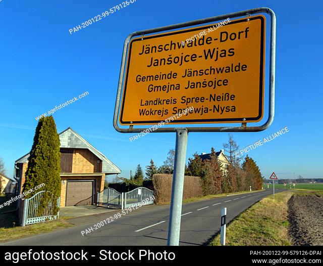 21 January 2020, Brandenburg, Jänschwalde-Dorf: The town sign of the Lausitzer municipality Jänschwalde-Dorf. The Federal Government's timetable for the...