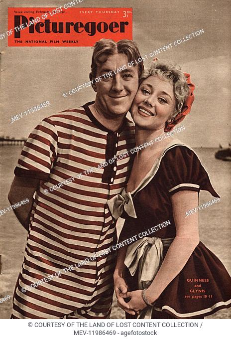 Picturegoer 23rd February 1952 - 1952, front cover, Alex Guiness, Glynis Johns, film stars, photograph