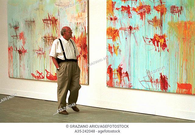 American painter Cy Twombly in his room 'Lepanto', 49th Venice Biennale, 2001