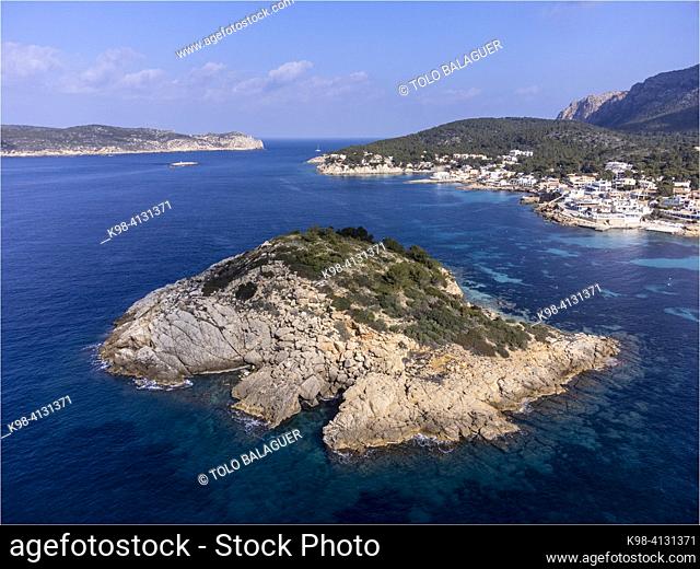 Es Pantaleu island, Sant Elm, andratx coast, Majorca, Balearic Islands, Spain