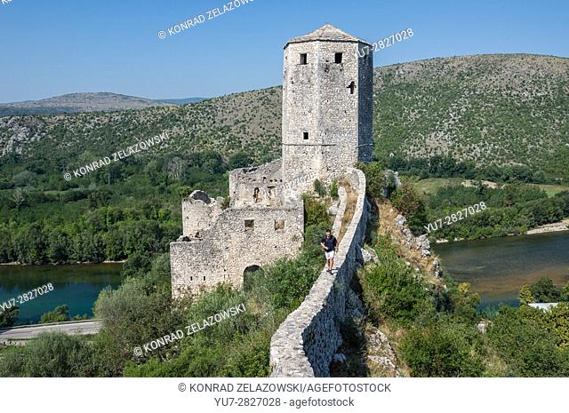 medieval citadel built by King Tvrtko I of Bosnia in 1383 in Pocitelj village over Neretva river, Bosnia and Herzegovina