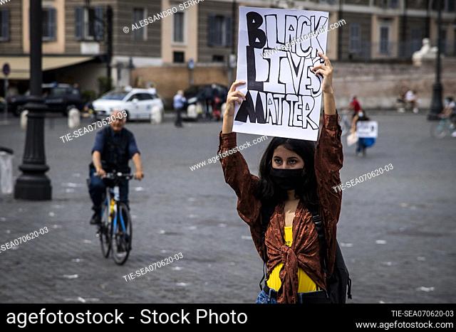 Black Lives Matter protest against racism and for the death of George Floyd in Piazza del Popolo in Rome , ITALY-07-06-2020
