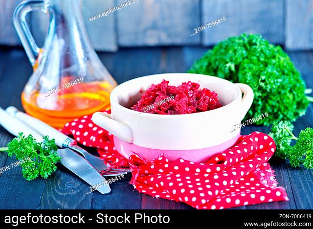 fried beet in bowl and on a table