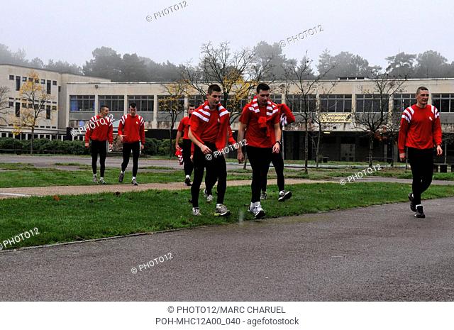 Student officers train in the surroundings of the military school of Saint Cyr Coetquidan November 2, 2010