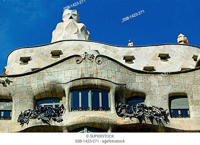 High section view of a building, Casa Mila La Pedrera, Barcelona, Spain