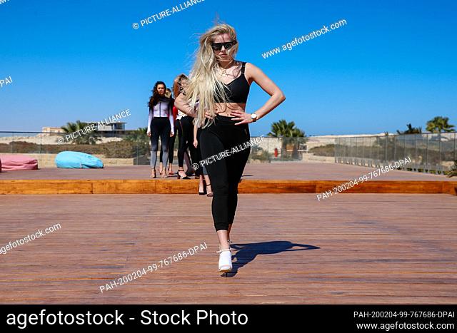 03 February 2020, Egypt, Hurghada: Theresa Schultheiss, Miss Saxony-Anhalt, during catwalk training at the hotel ""The Cascades""