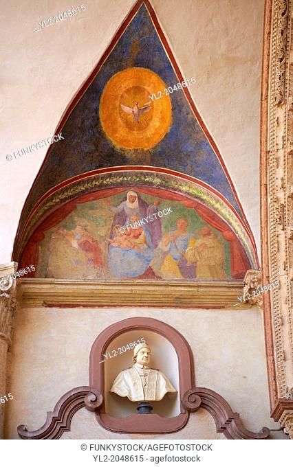 Fresco on the Upper part of the Papal Basilica of St Francis of Assisi, ( Basilica Papale di San Francesco ) Assisi, Italy