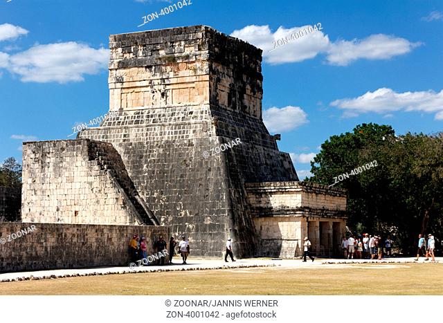 Small tower forming part of the Juego de Pelota ball game sports field among the Mayan ruins of Chichen Itza, Yucatan, Mexico