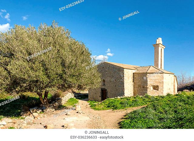 Restored church in the abandoned village of Occi near Lumio in the Balagne region of Corsica