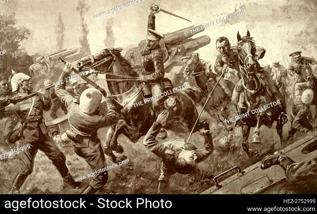'The Glorious Charge of the Ninth Lancers During the Great Retreat from Mons to Cambrai', 1915. Creator: Unknown