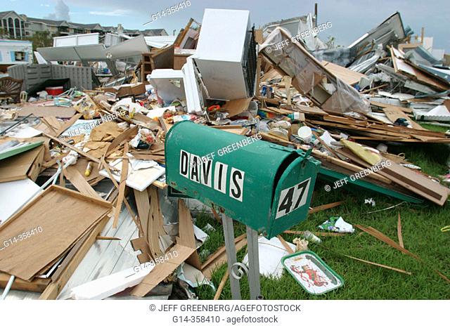 Hurricane Charley damage at modular home park. Port Charlotte. Charlotte County, Florida, USA