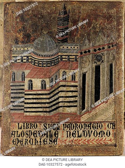 Italy, 15th century. The cathedral (Duomo) in Siena reproduced on a Biccherna Tablet. Painting on wood.  Siena, Archivio Di Stato Di Siena National Archive)