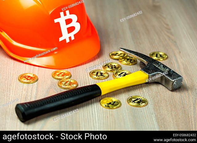 Miner equipment for cryptocurrency Bitcoin mining. Conceptual image